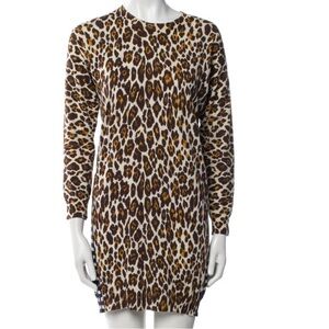 STELLA McCARTNEY Leopard Print Contrasting Navy Check Print Sweater Dress 42